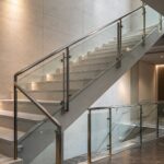 Architectural glass types in a modern glass railing interior